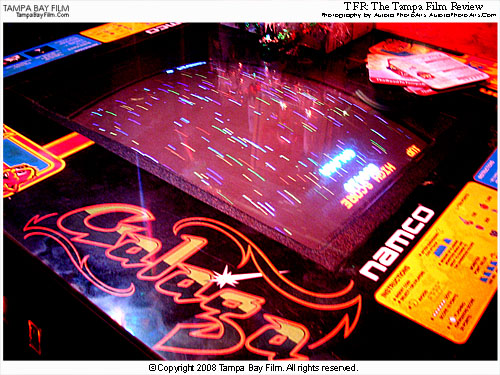 WOW! There is hope for Ybor City yet! We found this cool Galaga / Ms Pac Man arcade machine at a rooftop bar. If The Tampa Film Review has classic arcade games and other video games for when the audience gets bored of a film and wants to wait for a better film, we would have to give them a great score for entertainment! Fun stuff! My top score in Galaga, by the way, is 159,000, wave 9. Top it!